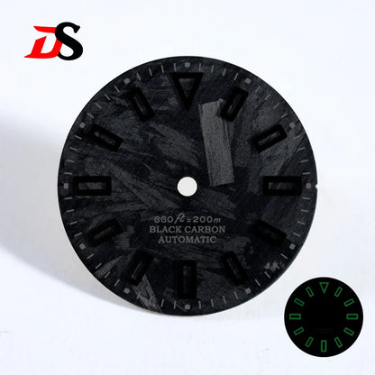 Black 28.5mm Dial Carbon Fiber Dial Hollow Index NH35 ETA2824 SW200 MIYOTA 9015 9039 Movement No Date