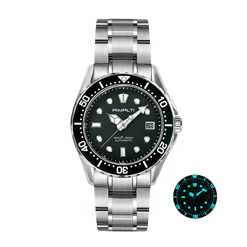 RIMALTI40mm New Matte Style High-quality Automatic Machinery Classic Business Sapphire 20BAR NH35 Mechanical Movement