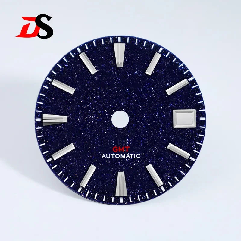 28.5mm Blue Gold Sands Dial Blue Lume Modified Stone for NH34GMT Movement Watch Accessories