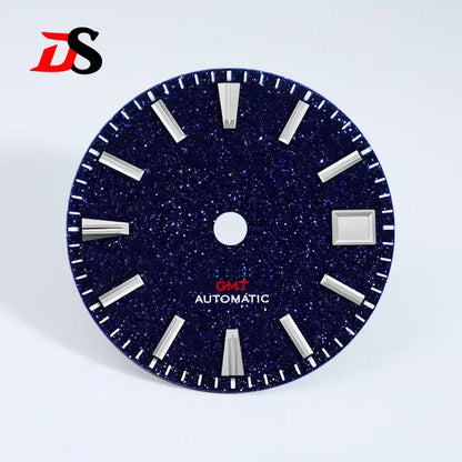 28.5mm Blue Gold Sands Dial Blue Lume Modified Stone for NH34GMT Movement Watch Accessories