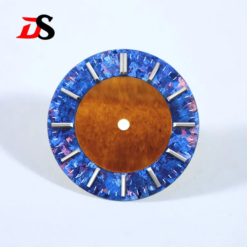 28.5mm Dial Natural Lapis Lazuli Ice Crystal Stone Dial Creative Stitching NH38 Movement No Date Tiger's Eye Stone Blue Sands