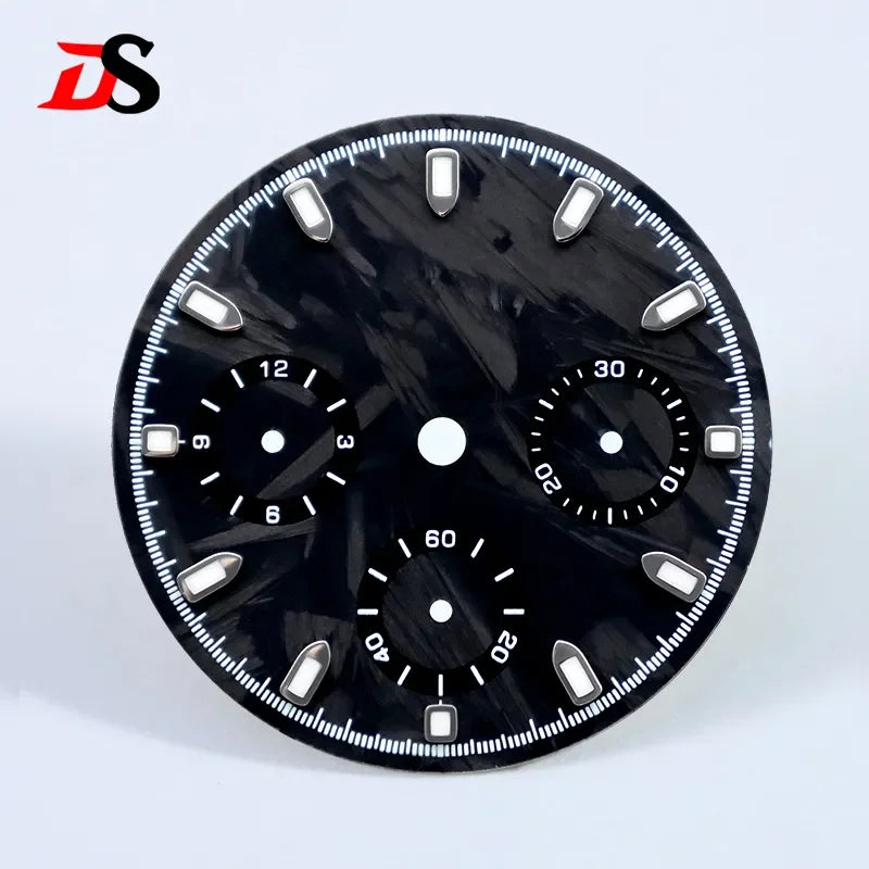 29.5mm Dial Carbon Fiber Dial Blue Lume for VK63 Movement Black Lume