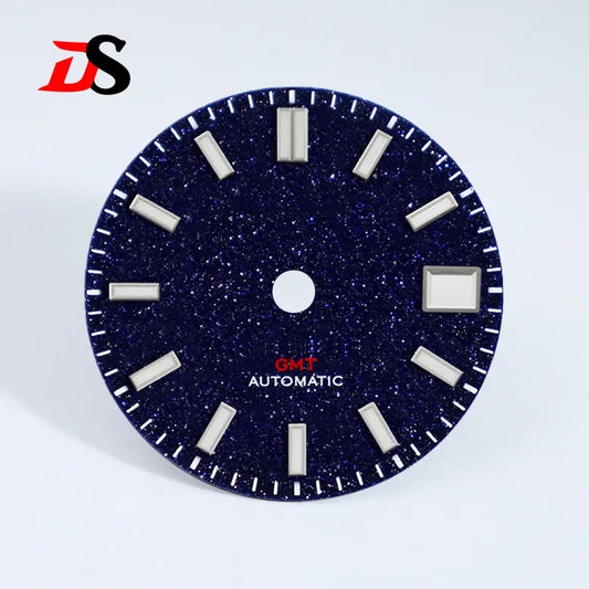 28.5mm Blue Gold Sands Dial Blue Lume Modified Stone for NH34GMT Movement Watch Accessories