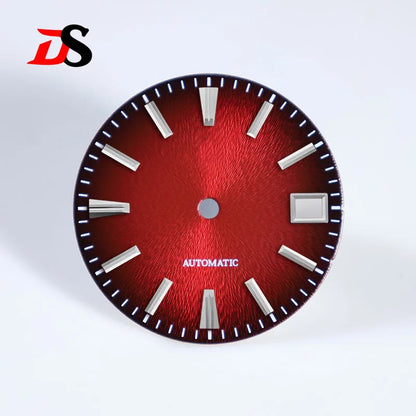 28.5mm Red Sunburst GS No Lume Invisible Textured Dial NH35 Movement