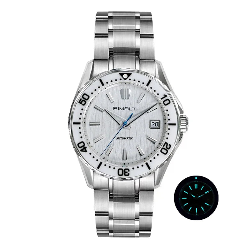 RIMALTI 40mm Birch Wood Grain High-quality Watch Luxury Classic Business Sapphire Crystal NH35 Automatic Mechanical Movement