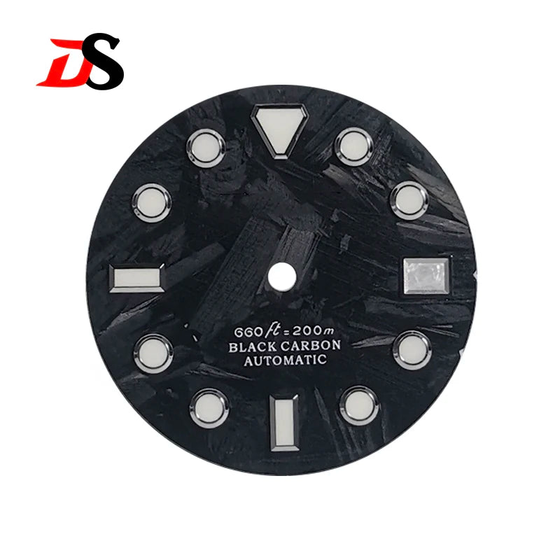 Black Blue Carbon Fiber Dial 28.5mm NH35 Movement Blue Lume