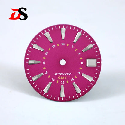 Sunburst GS 24 Hour GMT Sun Pattern Mod Dial 28.5MM Suitable for NH34 Movement OMG Index