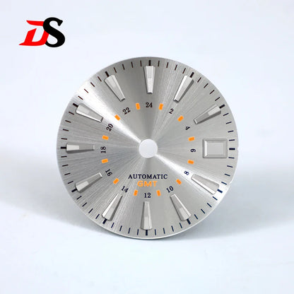 Sunburst GS 24 Hour GMT Sun Pattern Mod Dial 28.5MM Suitable for NH34 Movement OMG Index