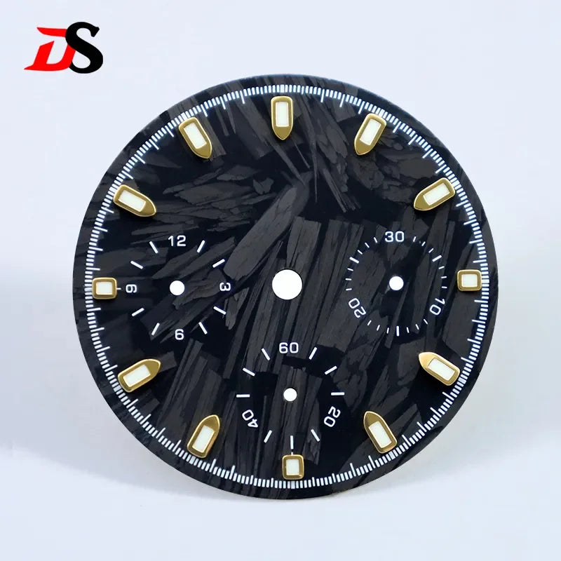 29.5mm Dial Carbon Fiber Dial Blue Lume for VK63 Movement Black Lume