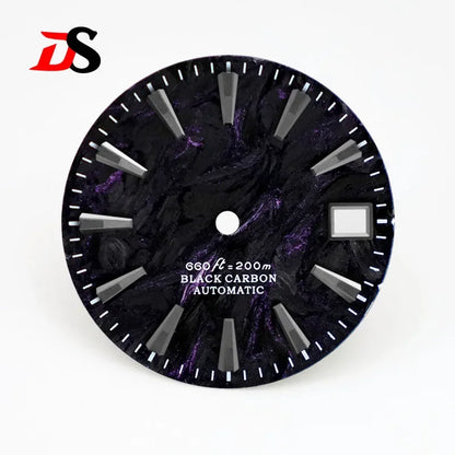 Rich Color Lava Texture Carbon Fiber Dial Black Lume for NH35 Movement 3o'clock/No Date 28.5mm