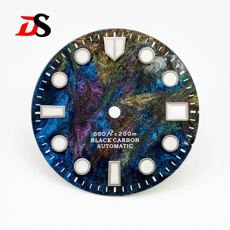 Carbon Fiber Dial Rich Color Lava BWG9 C3 Lume for NH35 Movement 3o'clock Date/No Date 28.5mm