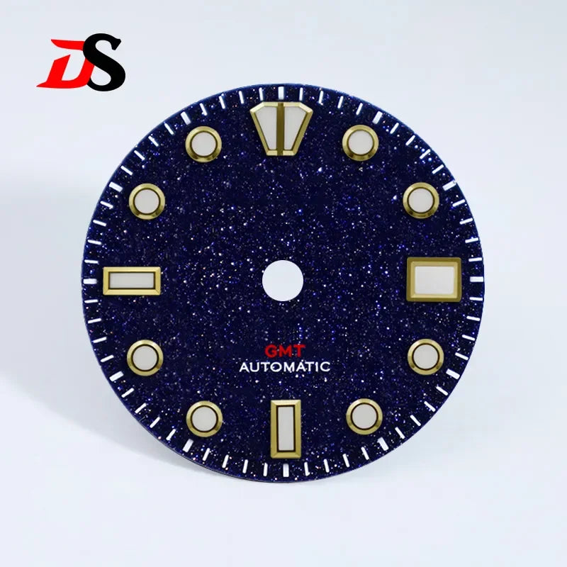 Blue Gold Sands Dial 28.5mm BGW9 C3 Lume Blue Gold Stone Sands for NH34GMT Movement Watch Parts