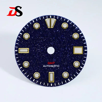 Blue Gold Sands Dial 28.5mm BGW9 C3 Lume Blue Gold Stone Sands for NH34GMT Movement Watch Parts