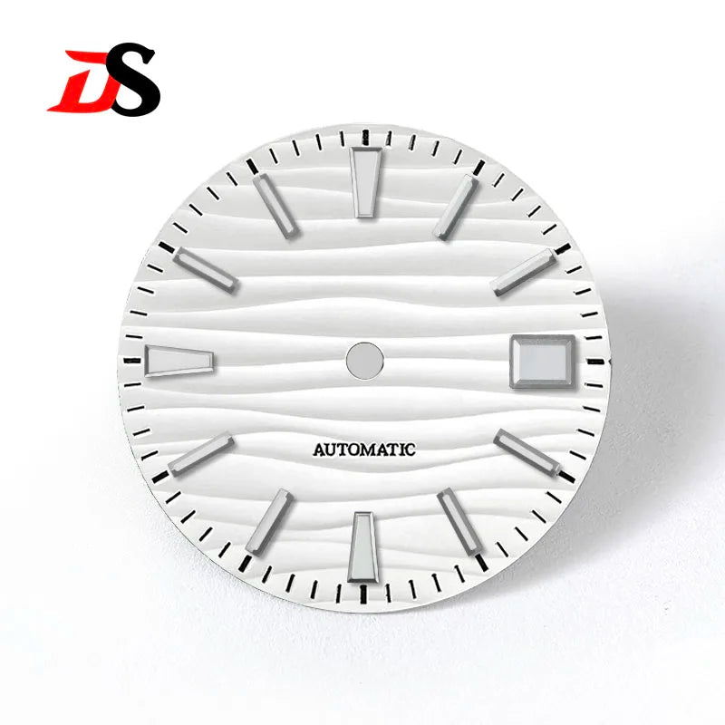 Wave Dial ladder index Blue lume NH35 NH34 no date 28.5mm