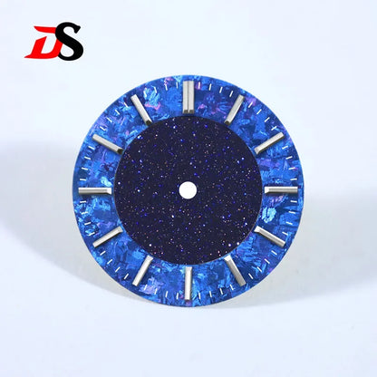 28.5mm Dial Natural Lapis Lazuli Ice Crystal Stone Dial Creative Stitching NH38 Movement No Date Tiger's Eye Stone Blue Sands