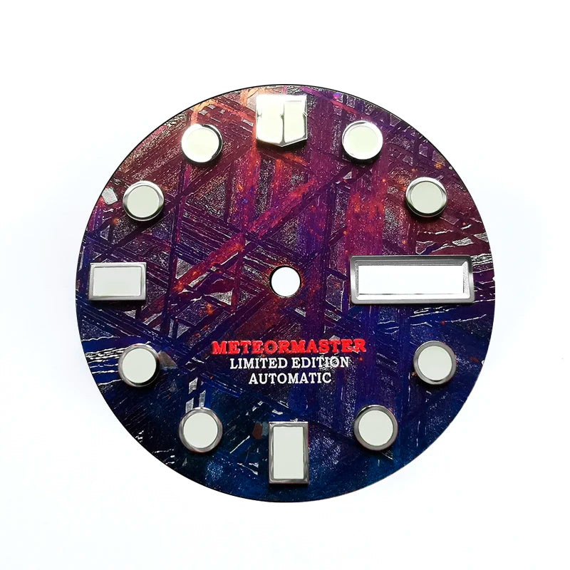 Blue Color Natural Meteorite Dial Blue-green Lume NH35NH36 28.5mm