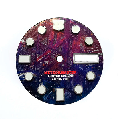 Blue Color Natural Meteorite Dial Blue-green Lume NH35NH36 28.5mm