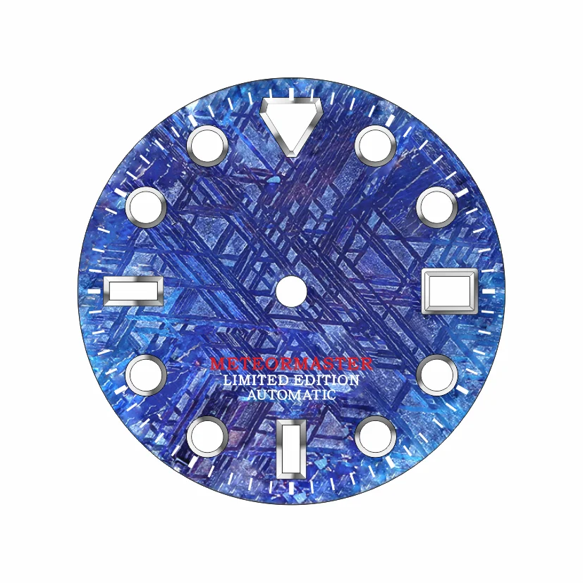 Blue Color Natural Meteorite Dial Blue-green Lume NH35NH36 28.5mm