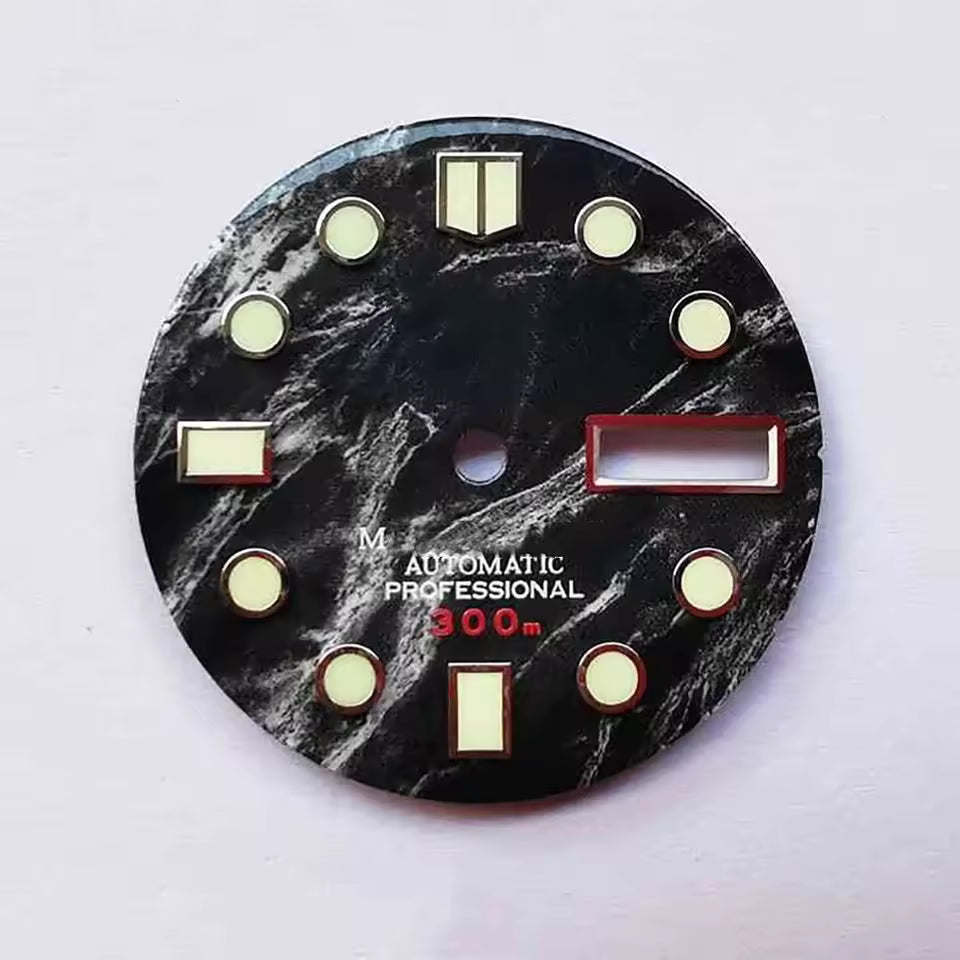 28.5mm Dial Marble Pattern Green Lume for NH35 NH36 Movement SKX007 Diving Watch