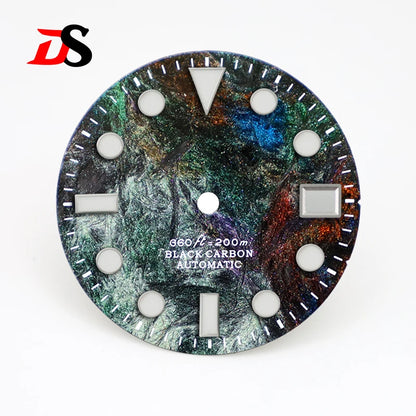 28.5mm Dial Rich Color Lava Dial YM Index Carbon Fiber Dial BGW9 C3 Lume for NH35 Movement 3o'clock Date