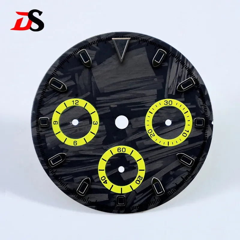 Carbon Fiber Dial Blue Lume for VK63 Movement 29.5mm Black Lume