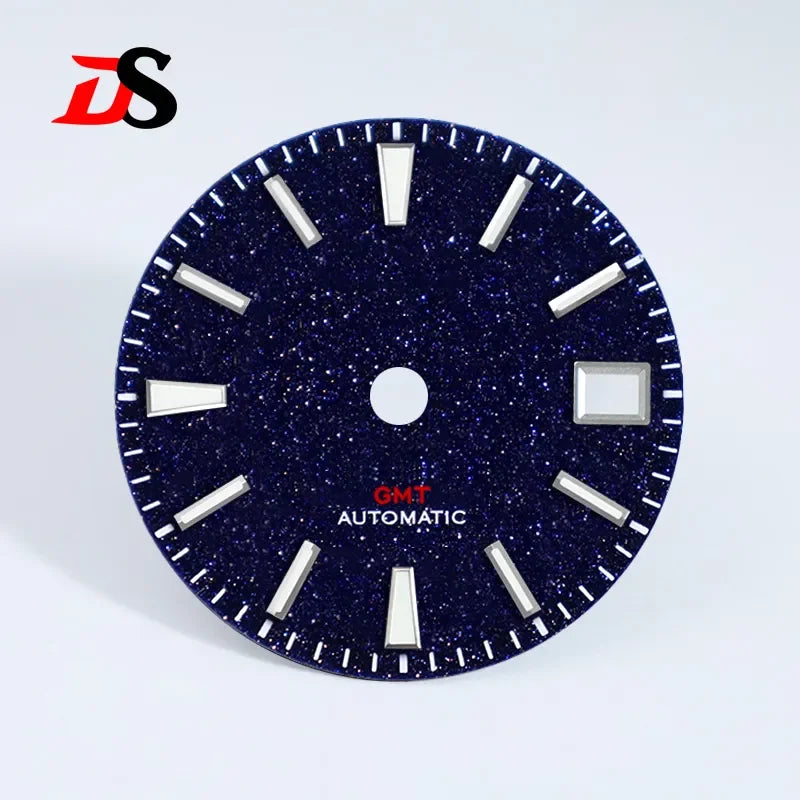 28.5mm Blue Gold Sands Dial Blue Lume Modified Stone for NH34GMT Movement Watch Accessories