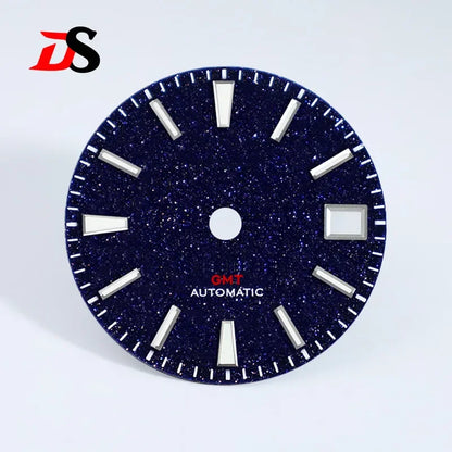 28.5mm Blue Gold Sands Dial Blue Lume Modified Stone for NH34GMT Movement Watch Accessories