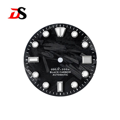 Black Blue Natural Carbon Fiber Dial 28.5mm NH35 GS Index Blue Lume