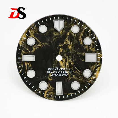 Carbon Fiber Dial Rich Color Lava BWG9 C3 Lume for NH35 Movement 3o'clock Date/No Date 28.5mm