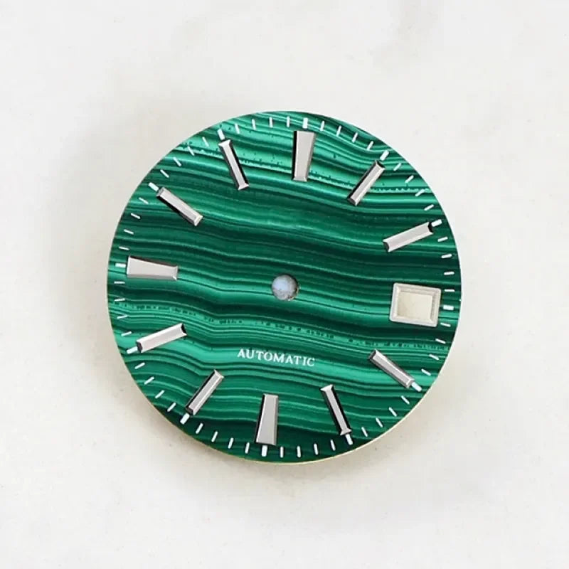 Malachite Dial No Lume for Nh35NH36 Movement Natural Stone BGW9 C3 Lume 28.5mm