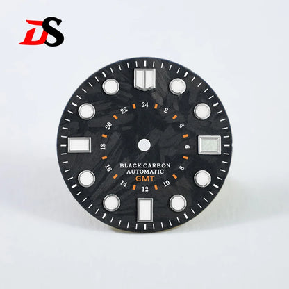 Carbon Fiber  Marinemaster MM Index Dial GMT Blue/Green Lume Custom Logo NH34 NH35 28.5mm