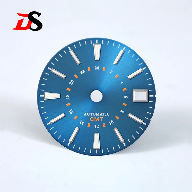 Sunburst 24-hour GMT Sun Pattern blue luminous Dial NH34 Movement 28.5mm
