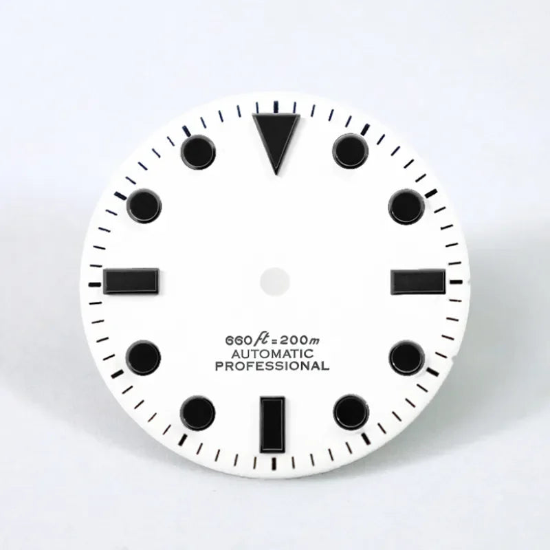 28.5mm NH35 Dial Matte White Black Lume for NH35 Movement Skx007 Custom Logo No Date