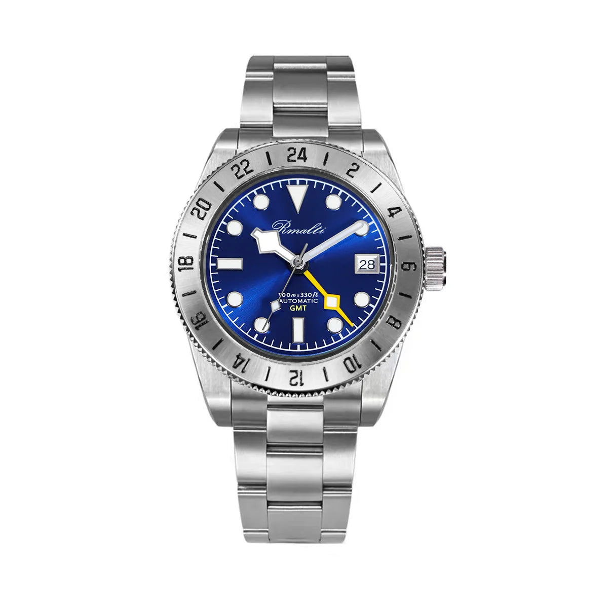 RMALTI 38.5mm Retro Bgw9 C3 Lume Sapphire Glass Bezel Luxury Men's Automatic Mechanical Watch 10ATM GMT NH34A Movement