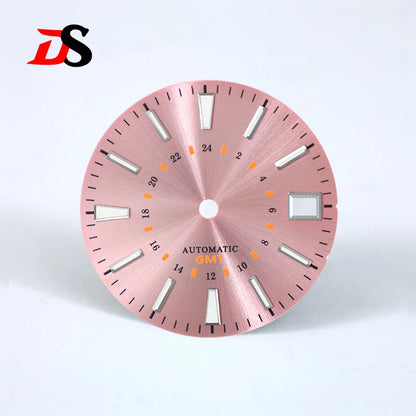 Sunburst 24-hour GMT Sun Pattern blue luminous Dial NH34 Movement 28.5mm