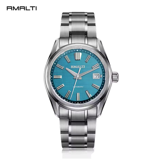 Green Linen Men's Watch Automatic Mechanical Business Watch Luxury Sapphire High-quality Linen NH35 Movement Waterproof