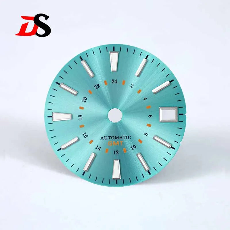 Sunburst 24-hour GMT Sun Pattern blue luminous Dial NH34 Movement 28.5mm