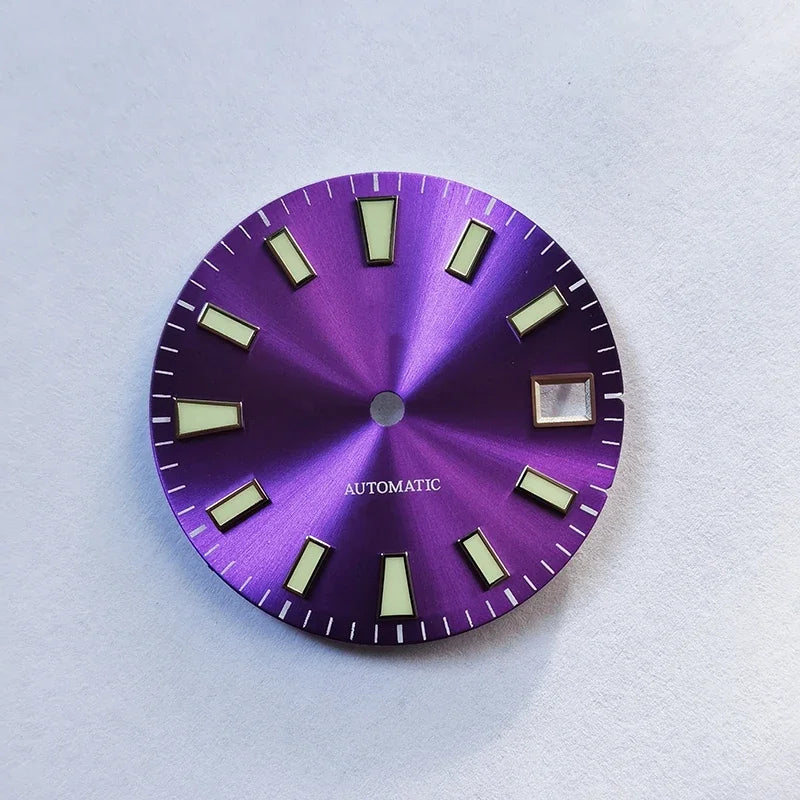 Sunburst Dial Green Lume Modified Watch NH35 Movement 28.5mm Dial