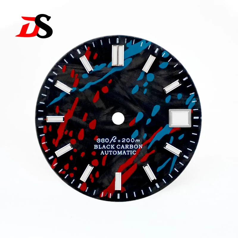 Colorful Graffiti Carbon Fiber Dial Color Ink Date Blue Lume