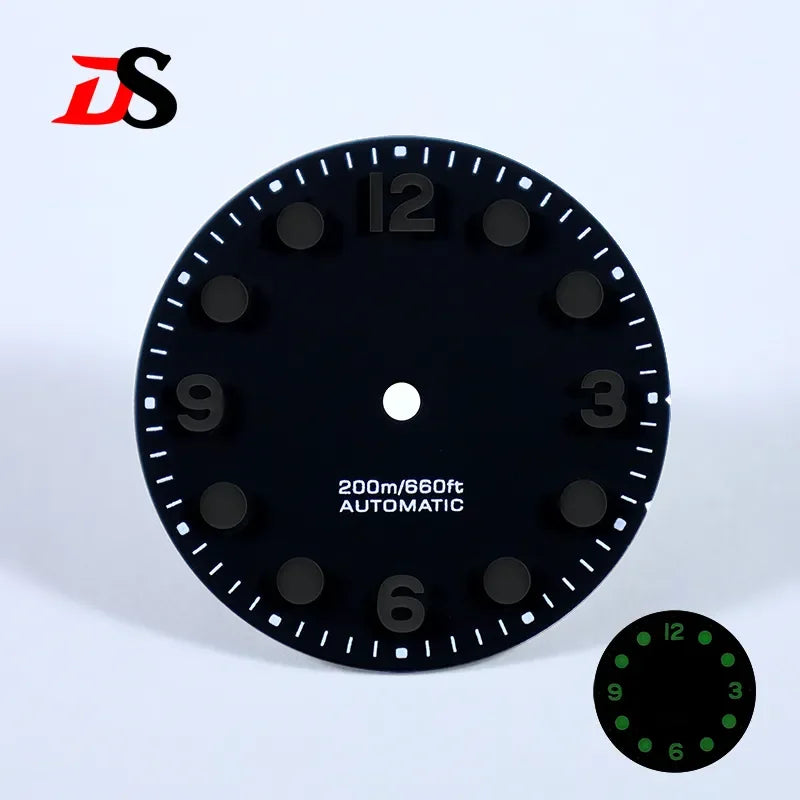 28.5mm Retro 369 Number Dial Gradient Matte Dial Black Lume for NH35NH38 Movement No Date Dial