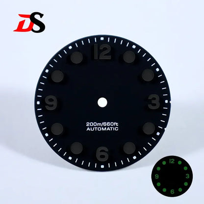 28.5mm Retro 369 Number Dial Gradient Matte Dial Black Lume for NH35NH38 Movement No Date Dial