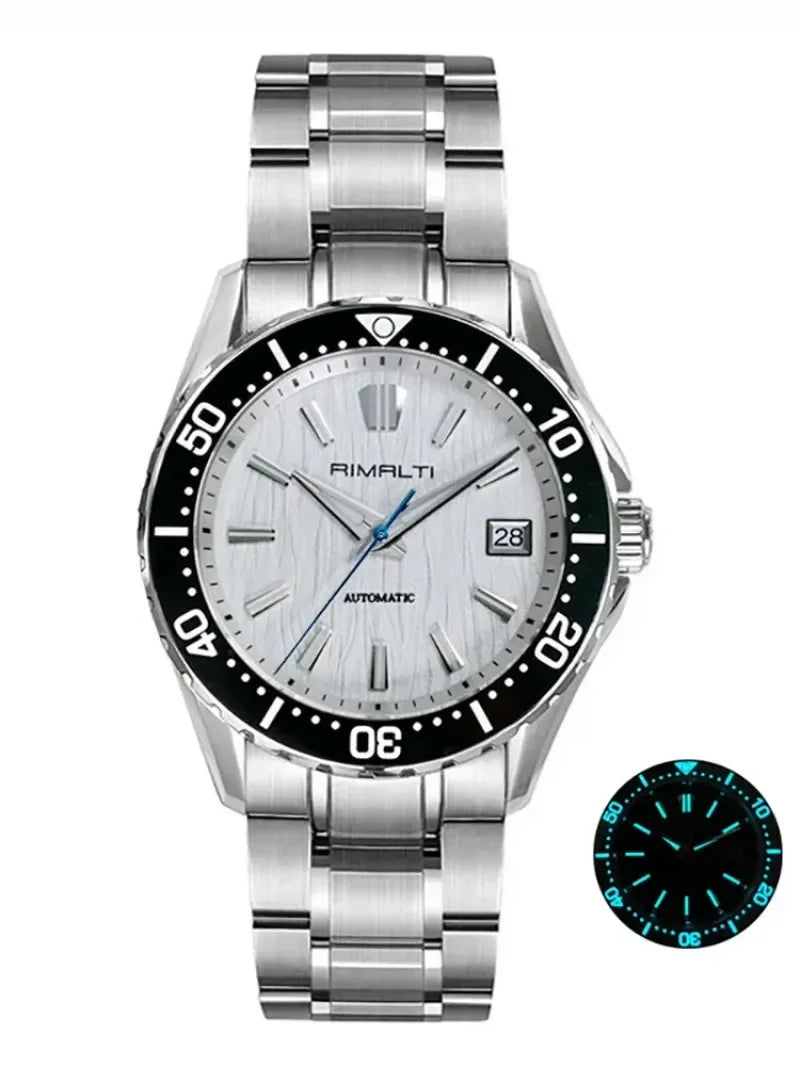 RIMALTI 40mm Birch Wood Grain High-quality Watch Luxury Classic Business Sapphire Crystal NH35 Automatic Mechanical Movement