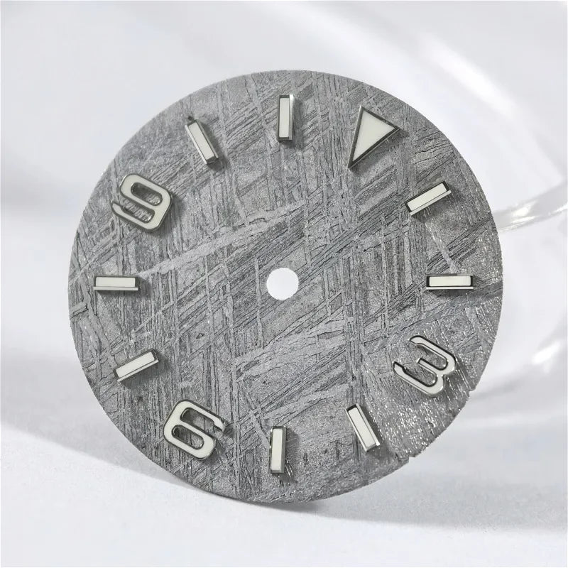 28.5mm Natural 369 Grey Meteorite Dial Blue Lume NH35NH36 Movement No Tick Mark