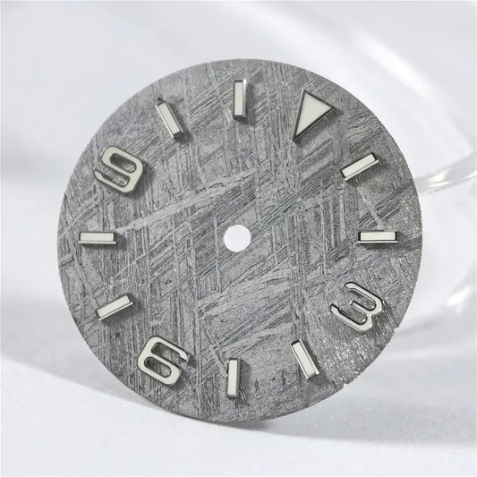 28.5mm Natural 369 Grey Meteorite Dial Blue Lume NH35NH36 Movement No Tick Mark
