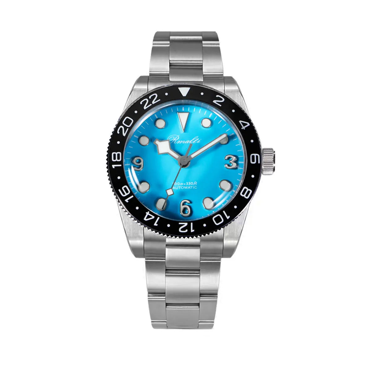 RMALTI 38.5mm Watch Retro Men's Matte Dial Sapphire Bubble Glass NH35 Mechanical Movement 10ATM