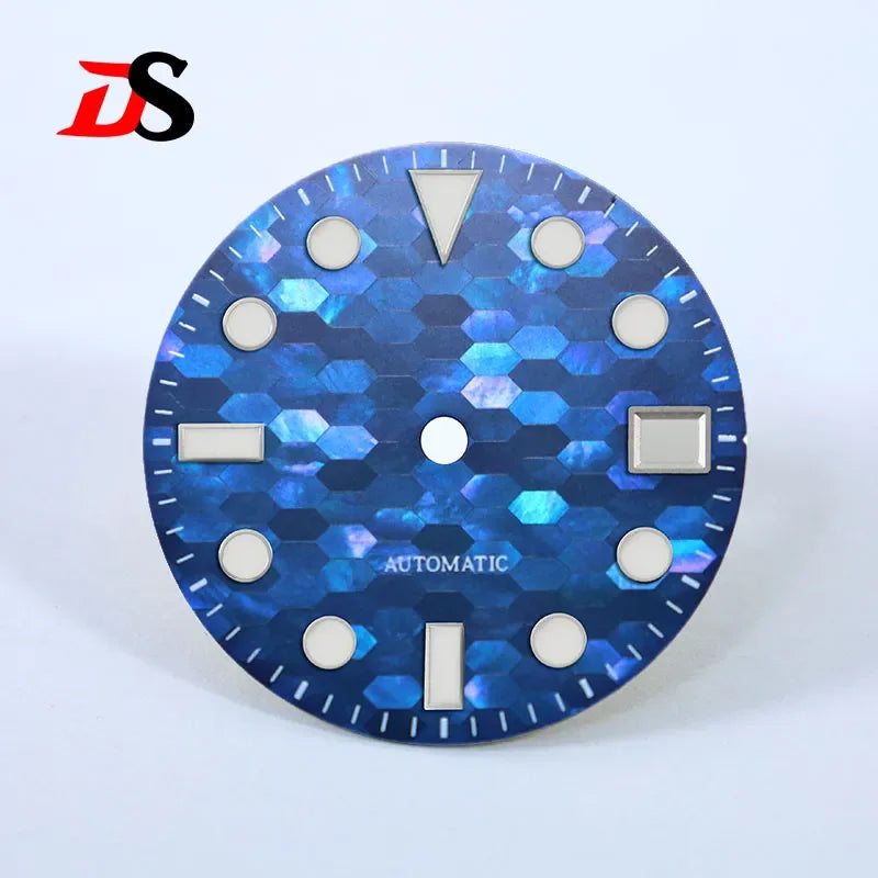 28.5mm Dial Blue Mosaic Mother-of-pearl Dial BGW9 C3 Lume MOD NH35 Movement