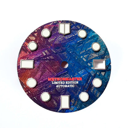 Blue Color Natural Meteorite Dial Blue-green Lume NH35NH36 28.5mm