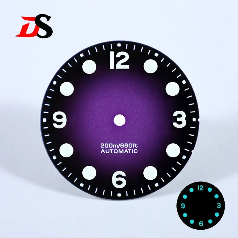 Retro 369 Number Dial 28.5mm Gradient Matte Dial BGW9 C3 Lume for NH35NH38 Movement No Date Dial