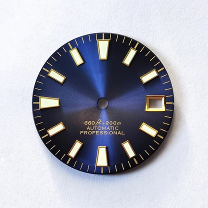 28.5mm Dial Sunburst Dial Green Lume Modified Watch NH35 Movement