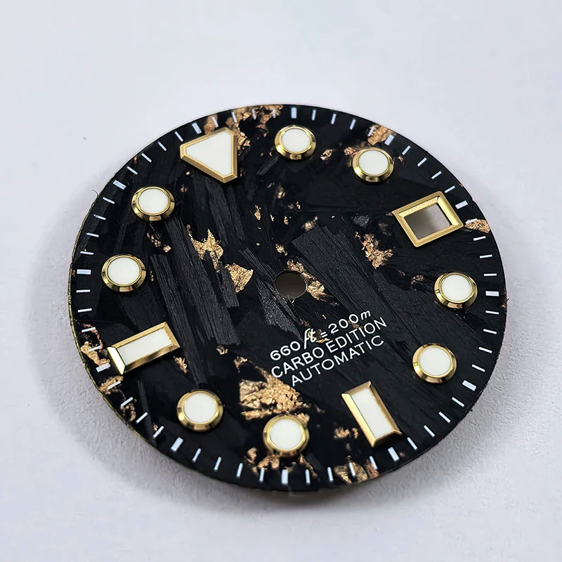 Carbon Fiber 28.5mm Dial Blue Lume Fit NH35 NH36 Movement